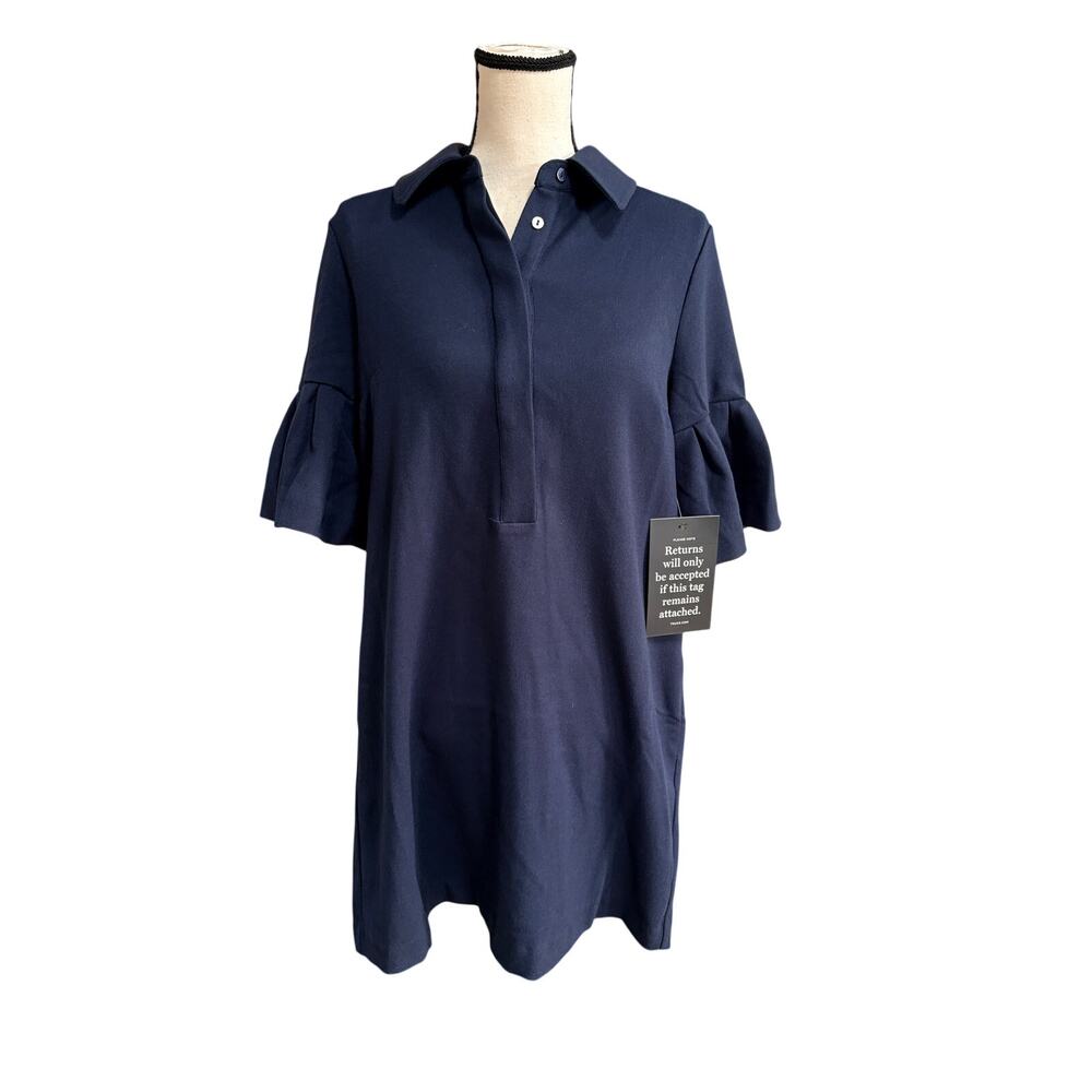 Tuckernuck Women's M Navy Crepe Massey Mini Dress Bell Sleeve Preppy NWT